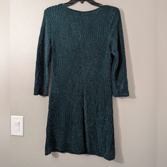 Trixxi Green Glitter Long Sleeve Dress Mini Dress - Picture 4 of 6